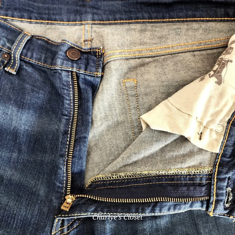 Levis 514 Straight Fit Jeans Mens 36x32 Stretch Dark Wash Blue Classic